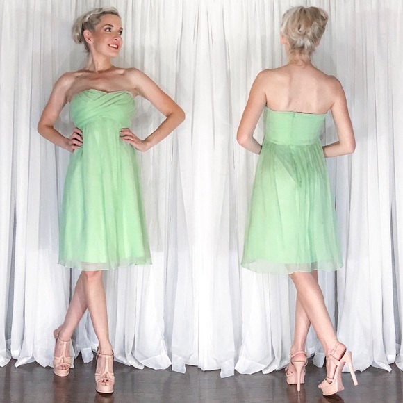 J. Crew Dresses & Skirts - J Crew Green Chiffon Knee Length Bridesmaid Dress